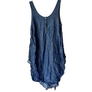 Astr The Label Women's Stretch Lyocell Blend Denim‎ Tie Wrap Dress Short Tank S